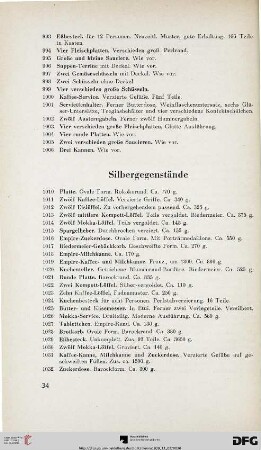 Silbergegenstände (Nr. 1010-1100)