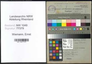 Entnazifizierung Ernst Wiemann , geb. 21.12.1919 (Saenger)