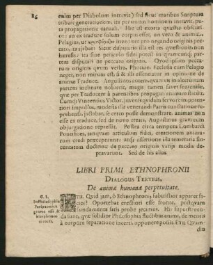 Dialogus Tertius, De animae humanae perpetuitate.