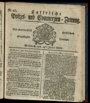 Nr. 48, Mittwoch, den 14ten Junii 1820