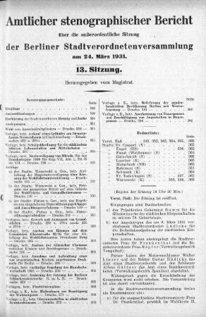 Sitzung 13, 24. März 1931