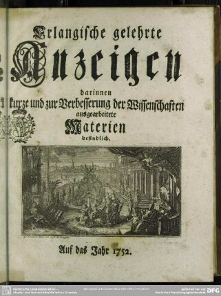 1752: Erlangische gelehrte Anzeigen