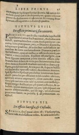 Titulus XIX. De officio Sacristae, et Custodis.