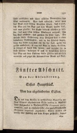 Fünfter Abschnitt. Von der Absonderung.