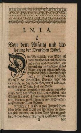 I. Von dem Anfang und Ursprung der Deutschen Bibel.