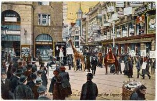 Leipzig : Ecke Reichs- und Grimmaische Strasse während der Engros-Messe