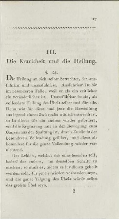 III. Die Krankheit und die Heilung