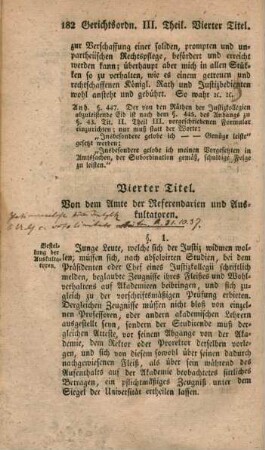 Vierter Titel. Von dem Amte der Referendarien und Auskultatoren.
