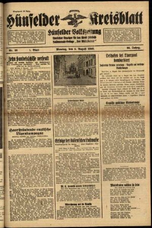Erste Ausgabe vom Montag, den 05. August 1940.