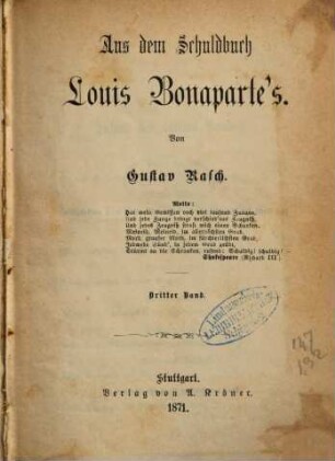 Aus dem Schuldbuch Louis Bonaparte's : Von Gustav Rasch, 3