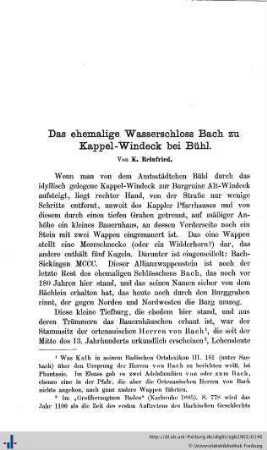 Das ehemalige Wasserschloss Bach zu Kappel-Windeck bei Bühl.