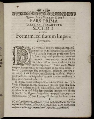 Pars Prima. Sectio I exhibet Formam seu statum Imperii Germanici.