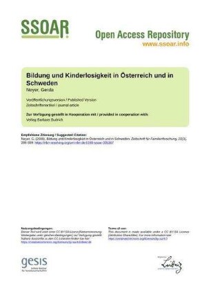 Bildung und Kinderlosigkeit in Österreich und in Schweden