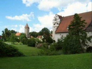 Stadtbefestigung - Südflanke in Übersicht mit Nördlinger Tor und Salwartenturm von Südosten