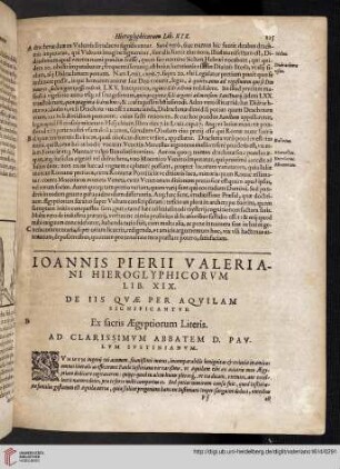 Lib. XIX: De iis qvae per aqvilam significantvr [...]