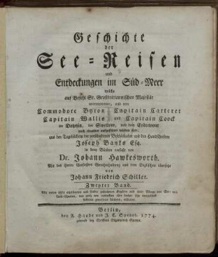Bd. 1-3, Bd. 2: Geschichte der See-Reisen und Entdeckungen im Süd-Meer .... Bd. 1-3. Geschichte der See-Reisen und Entdeckungen im Süd-Meer. Bd. 2
