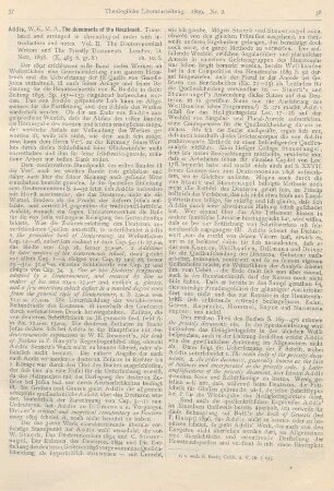 37-39 [Rezension] Addis, W. E., The documents of the Hexateuch. Translated and arranged in chronologial order with introduction and notes. Vol. II. The Deuteronomical Writers and The Priestly Documents