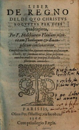 Liber de regno Dei, de quo Christus loquutus per dies quadraginta ...