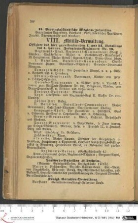 VIII. Militär-Verwaltung.