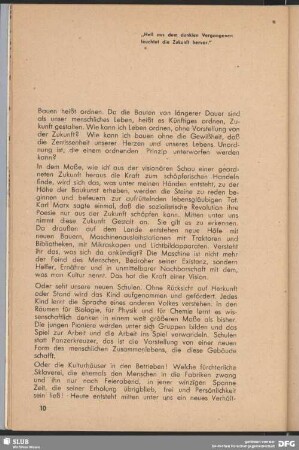 "Hell aus dem dunklen Vergangenen leuchtet die Zukunft hervor."