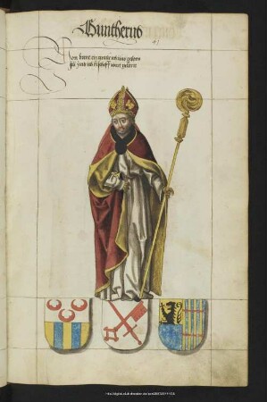 Bl. 43r: Guntherus : Günther Bf. v. Naumburg, + 1089, S.d. Gero v. Wettin u. Brehna