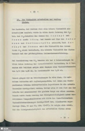XV. Die Viskosität arteriellen und venösen Blutes