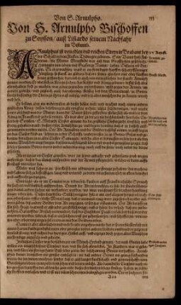 Von S. Arnulpho Bischoffen zu Soysson/ ...