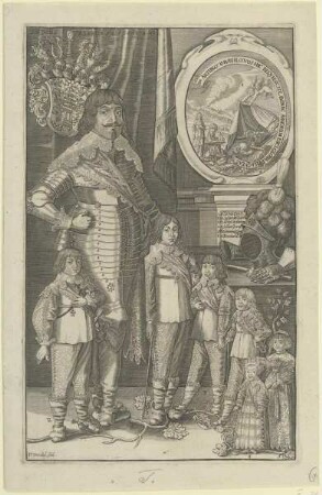Gruppenbildnis des Herzog Wilhelm von Sachsen-Weimar mit seinen Kindern Johann Ernst, Johann Wilhelm, Adolph Wilhelm, Johann Georg, Wilhelmina Eleonora und Bernhard