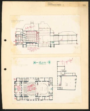 Schauspielhaus, Köln: Grundriss und Längsschnitt