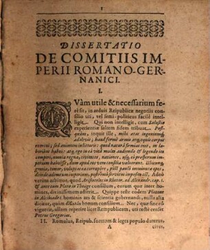 Diss. de comitiis Imperii Romano-Germanici