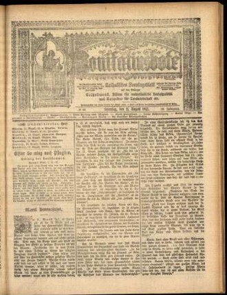 Erste Ausgabe vom Sonntag, den 11. August 1912.