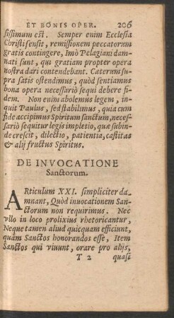De Invocatione Sanctorum.