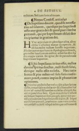 Nonus Confess. articulus