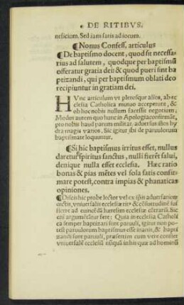 Nonus Confess. articulus