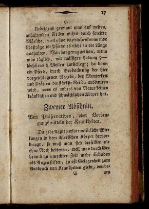 Zweyter Abschnitt. Von Präservativen, oder Vorbeugungsmitteln der Krankheiten.