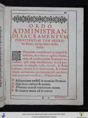 12. Ordo Administrandi sacramentum poenitentiae tam aegrotis domi, quam sanis in ecclesia.