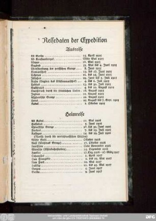 Reisedaten der Expedition