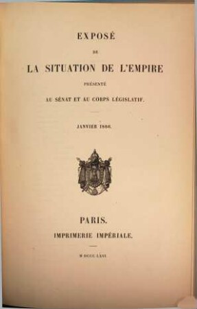Exposé de la situation de l'Empire. 1866
