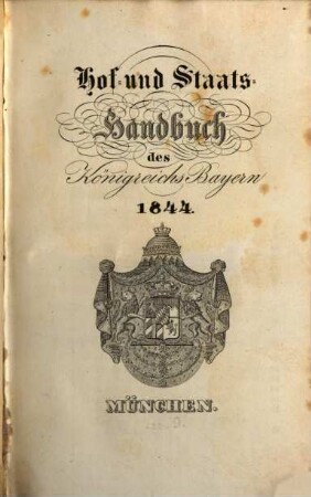Hof- und Staatshandbuch des Königreichs Bayern. 1844