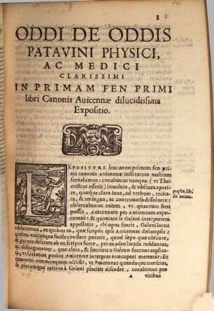 In primam totam sectionem primi libri Canonis Avicennae expositio