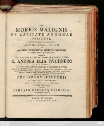 De Morbis Malignis Ex Caritate Annonae Orivndis