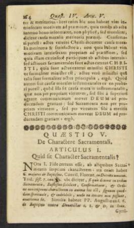 Articulus I. Quid sit Character Sacramentalis?