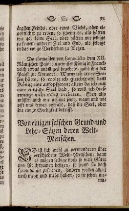 Von einigen falschen Grund- und Lehr-Sätzen deren Welt-Menschen.