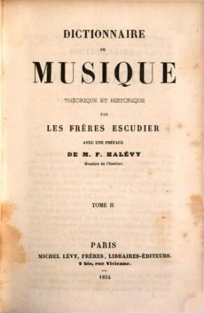 Dictionnaire de musique théorique et historique, Tome 2