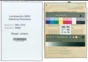 Entnazifizierung Johann Berger , geb. 20.07.1884 (Studienrat)