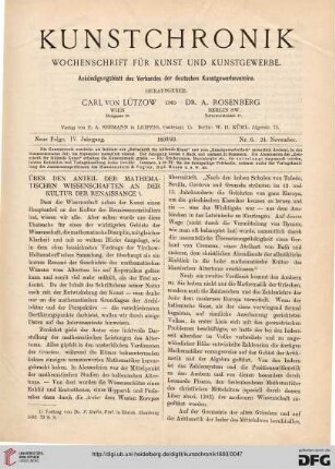Über den Anteil der mathematischen Wissenschaften an der Kultur der Renaissance