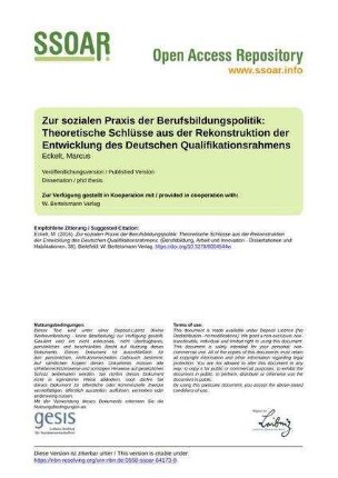 Zur sozialen Praxis der Berufsbildungspolitik: Theoretische Schlüsse aus der Rekonstruktion der Entwicklung des Deutschen Qualifikationsrahmens