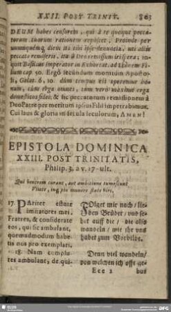 Epistola Dominica XXIII. Post Trinitatis, Philip. 3. à v. 17-ult.