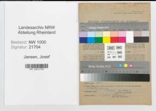 Entnazifizierung Josef Jansen, geb. 22.12.1909 (Postassistent)