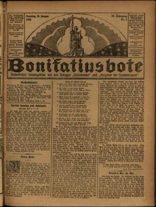 Erste Ausgabe vom Sonntag, den 18. Januar 1920.